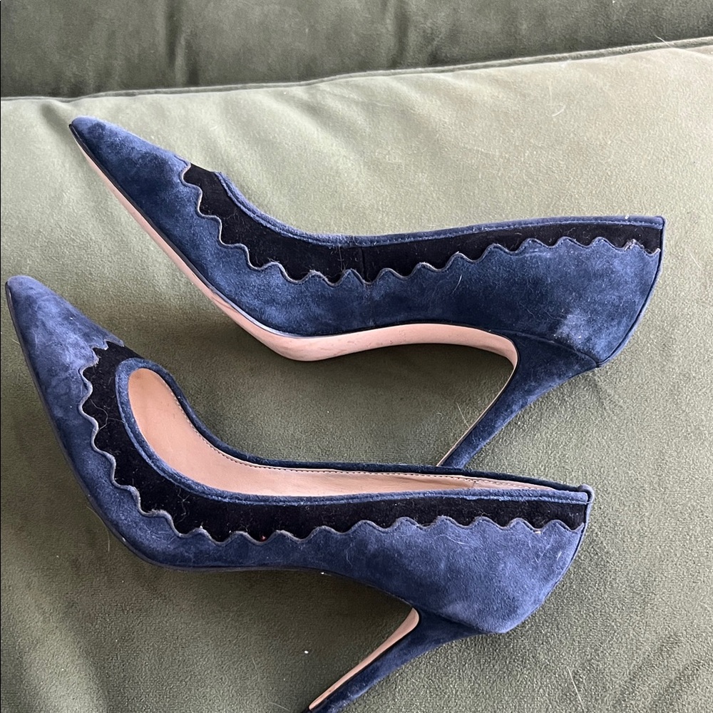 Ann Taylor Navy and Black Suede Heels